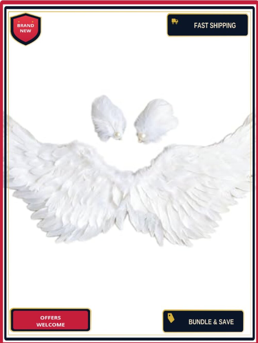 Angel Wings Feather Costume Set Swan Hair Clips Cupid Cosplay